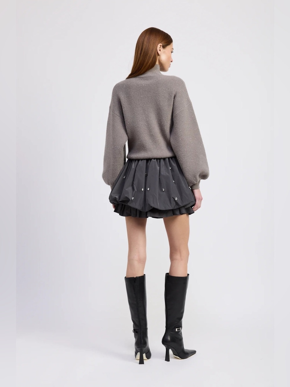 En Saison Black Embellished Bubble Mini Dress - Picture 5 of 9